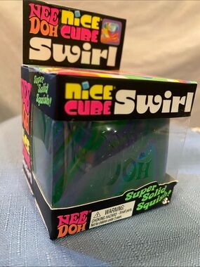 NeeDoh Nee Doh Nice Cube Swirl NEW  Green & Purple Super Solid Squish Authentic